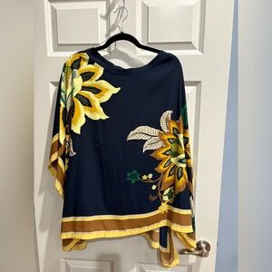 Chico's Navy Blue With Flowers, Drape, L/XL